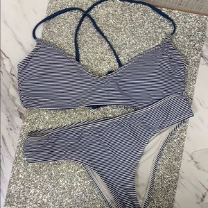 Blue & White Stripped Bathing Suit